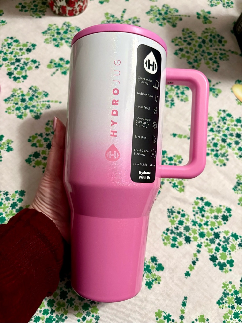 Hydrojug Candy Coated Pink Ombré 40oz Traveler Tumbler
